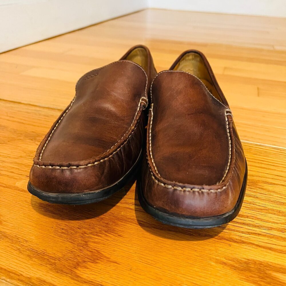 Men's ECCO Brown Leather Loafers Size 42 US 8.5 - Picture 2 of 16